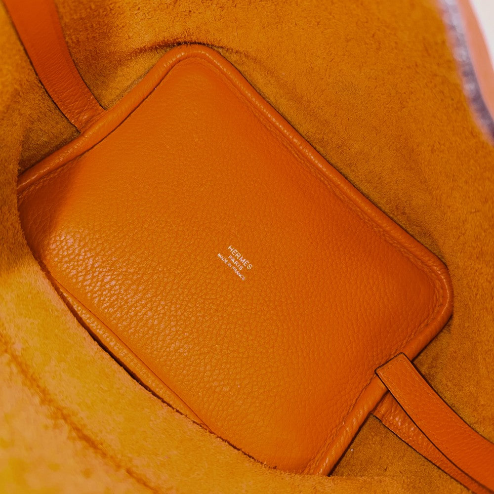 HERMES エルメス ハンドバッグ ピコタンPM □K刻印 レザー オレンジ系 シルバー金具 レディース 2007年【中古品】