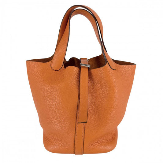 HERMES エルメス ハンドバッグ ピコタンPM □K刻印 レザー オレンジ系 シルバー金具 レディース 2007年【中古品】