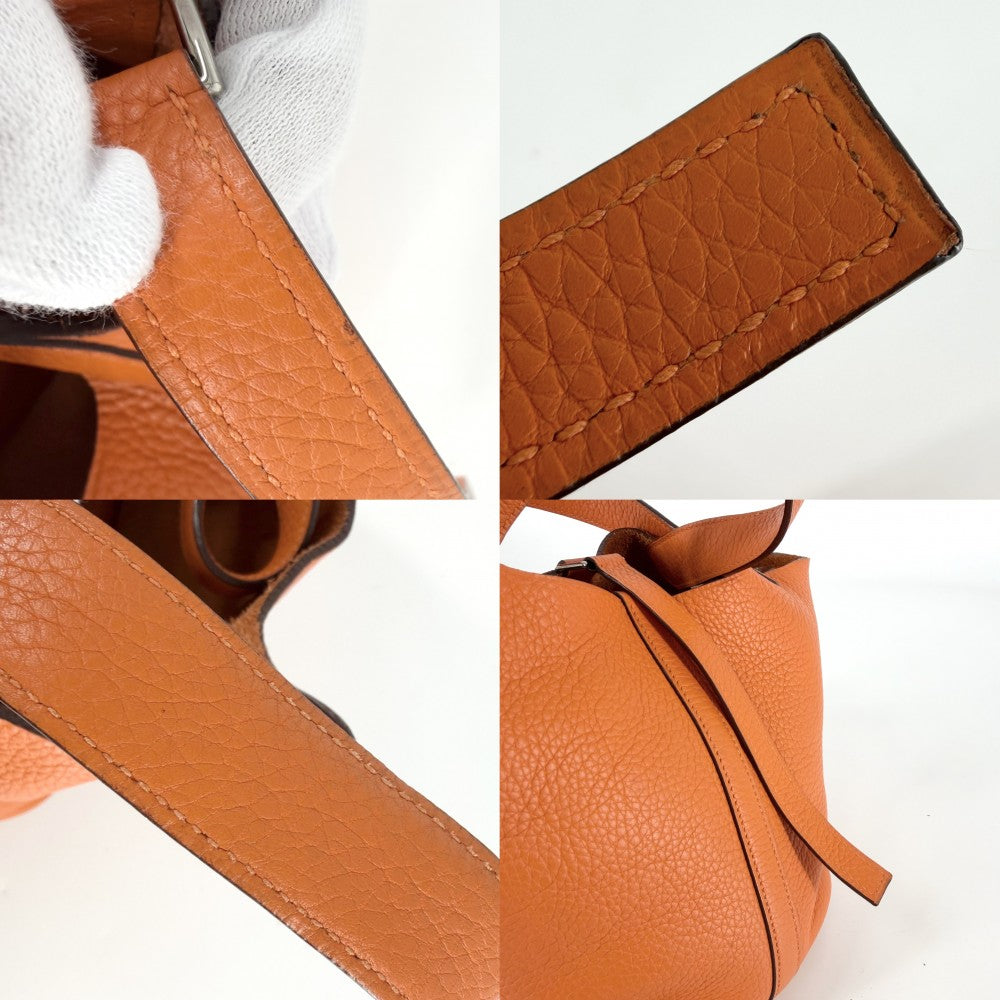HERMES エルメス ハンドバッグ ピコタンPM □K刻印 レザー オレンジ系 シルバー金具 レディース 2007年【中古品】