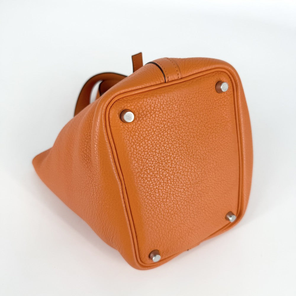 HERMES エルメス ハンドバッグ ピコタンPM □K刻印 レザー オレンジ系 シルバー金具 レディース 2007年【中古品】