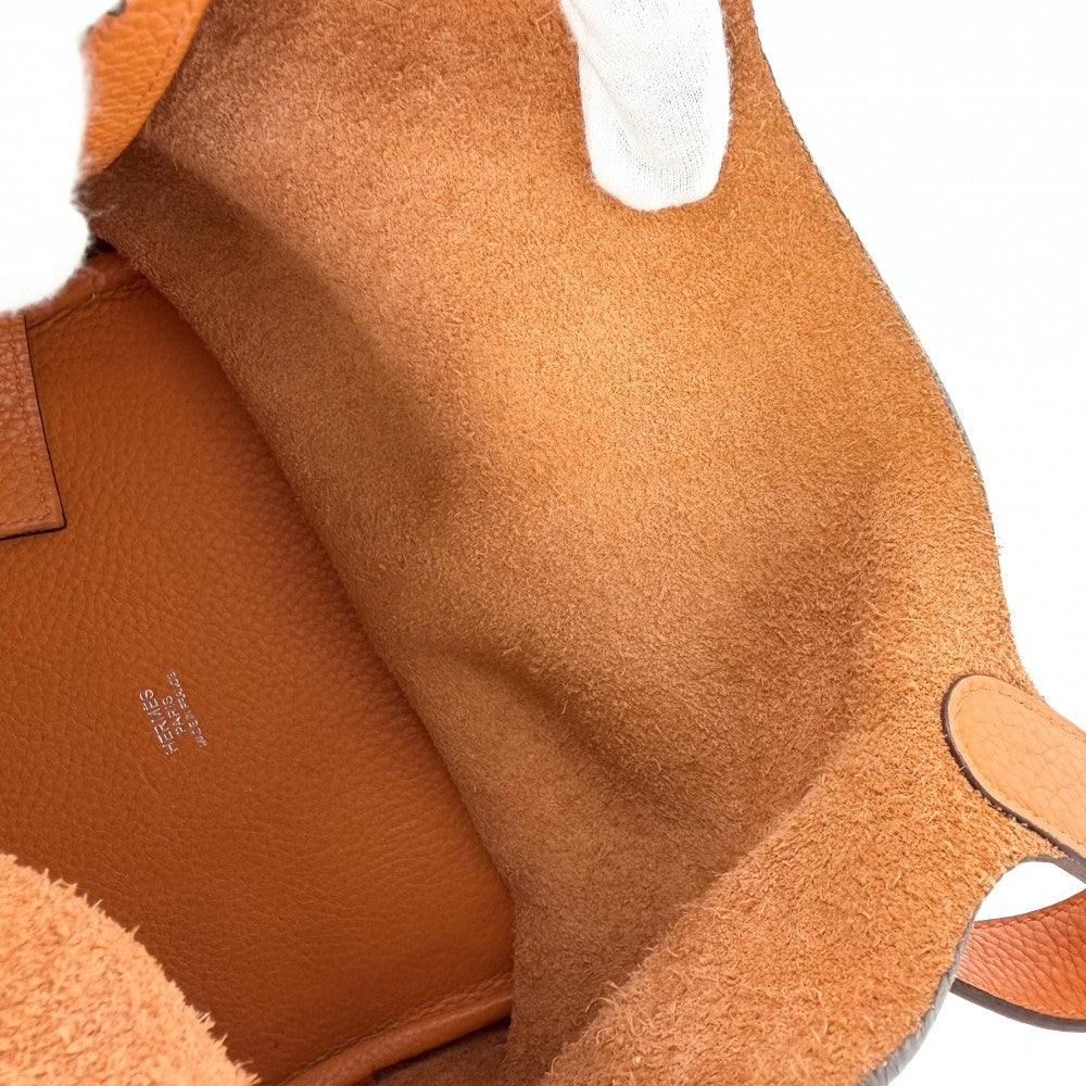 HERMES エルメス ハンドバッグ ピコタンPM □K刻印 レザー オレンジ系 シルバー金具 レディース 2007年【中古品】
