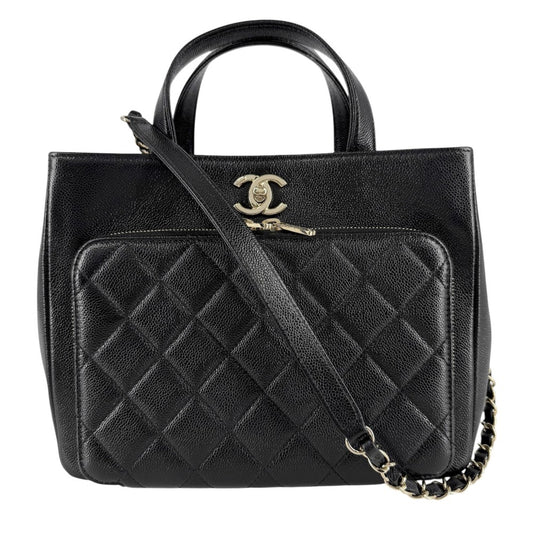 CHANEL シャネル 2WAY マトラッセ ビジネスアフィニティ ハンドバッグ チェーンショルダーバッグ キャビアスキン ブラック 黒 ゴールド金具 レディース【中古品】