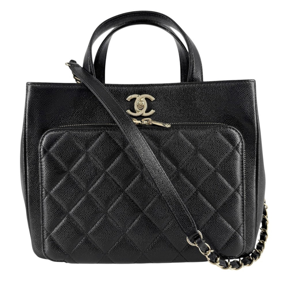 CHANEL シャネル 2WAY マトラッセ ビジネスアフィニティ ハンドバッグ チェーンショルダーバッグ キャビアスキン ブラック 黒 ゴールド金具 レディース【中古品】