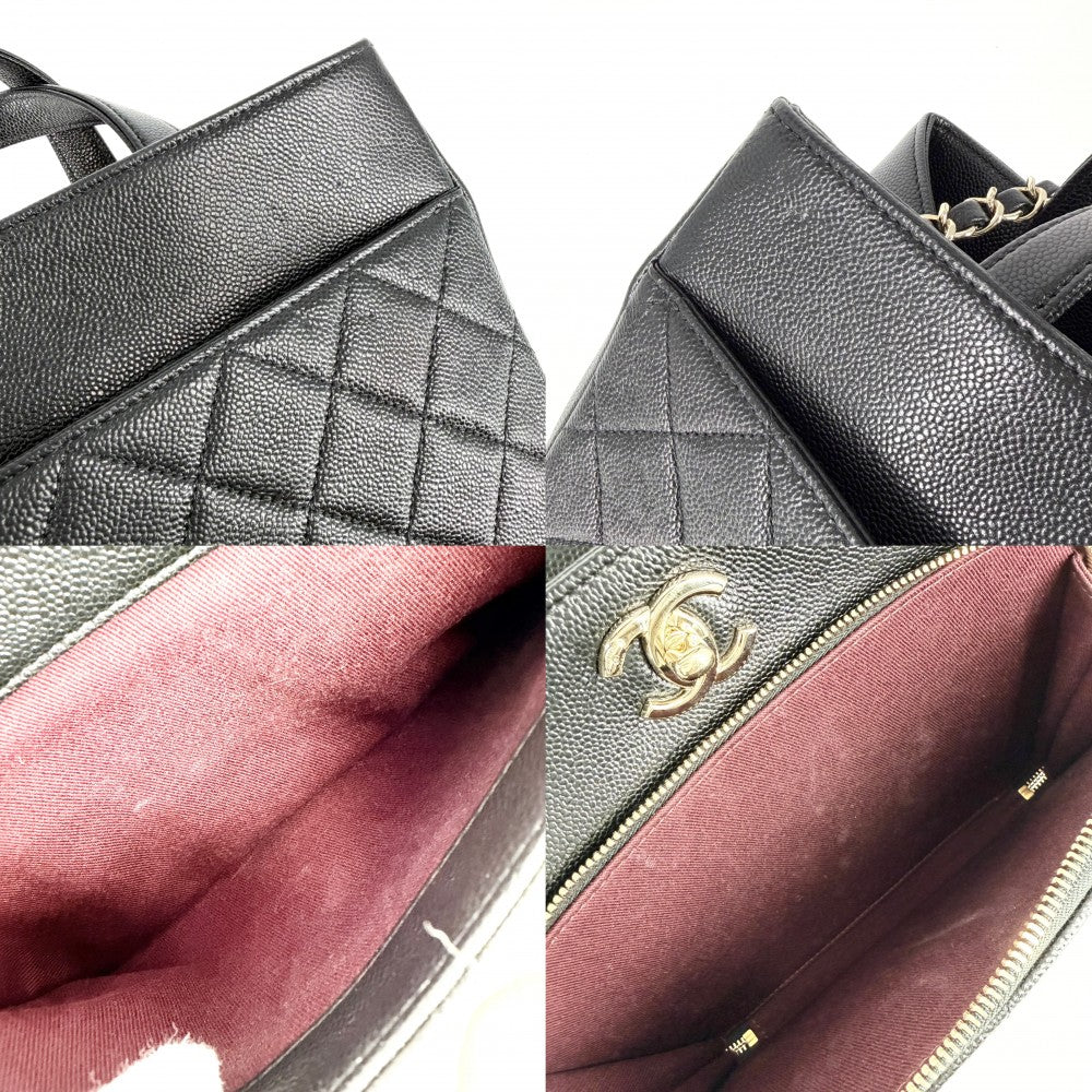 CHANEL シャネル 2WAY マトラッセ ビジネスアフィニティ ハンドバッグ チェーンショルダーバッグ キャビアスキン ブラック 黒 ゴールド金具 レディース【中古品】