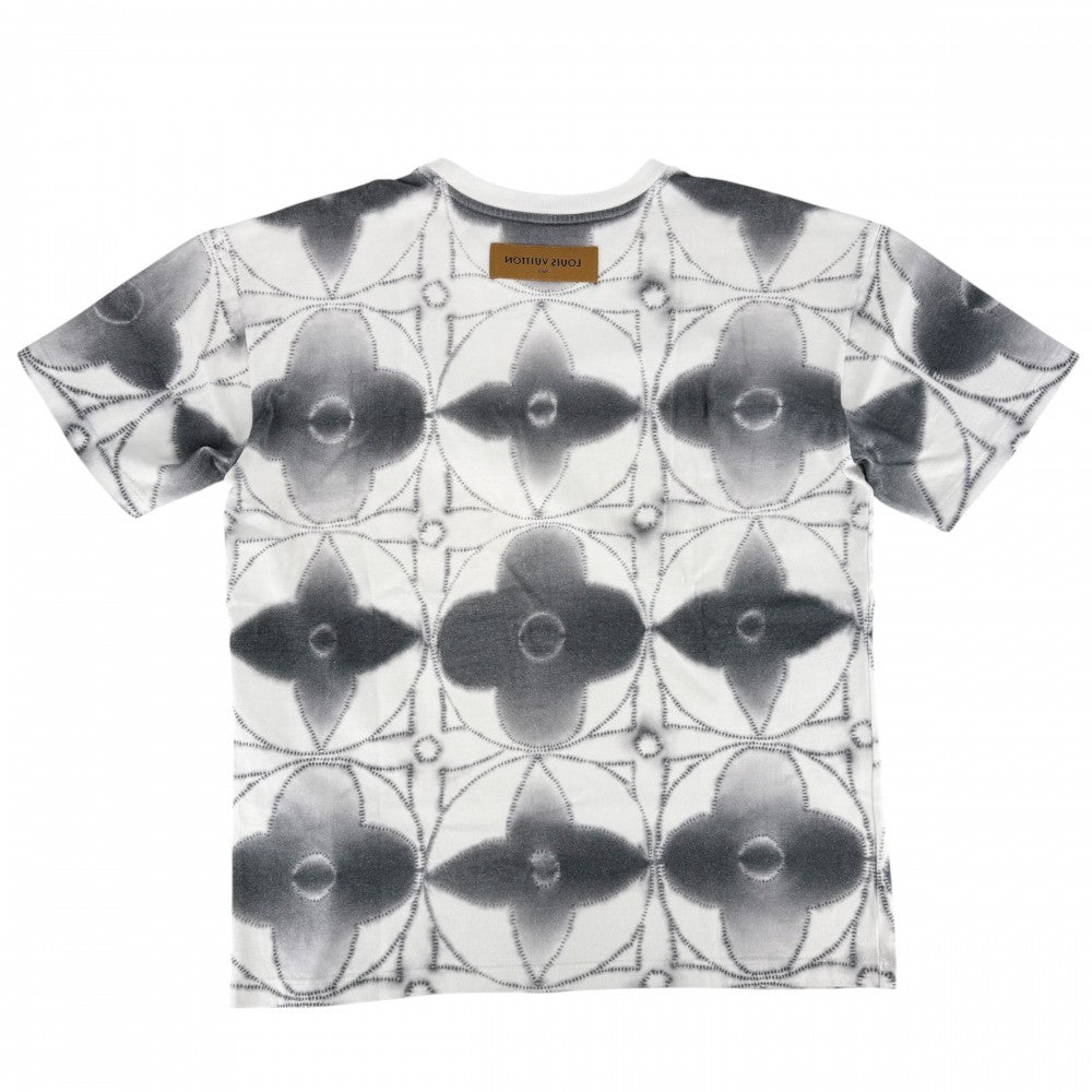 LOUIS VUITTON ルイヴィトン 半袖Ｔシャツ モノグラム シボリ プリンテッド トップス 服 アパレル M ホワイト 白 グレー 春 夏 コットン メンズ【中古品】