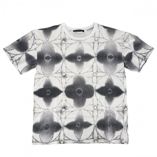 LOUIS VUITTON ルイヴィトン 半袖Ｔシャツ モノグラム シボリ プリンテッド トップス 服 アパレル M ホワイト 白 グレー 春 夏 コットン メンズ【中古品】