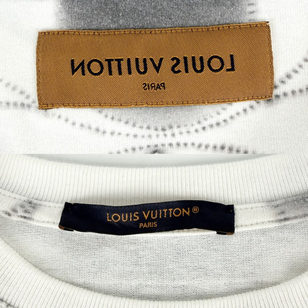 LOUIS VUITTON ルイヴィトン 半袖Ｔシャツ モノグラム シボリ プリンテッド トップス 服 アパレル M ホワイト 白 グレー 春 夏 コットン メンズ【中古品】