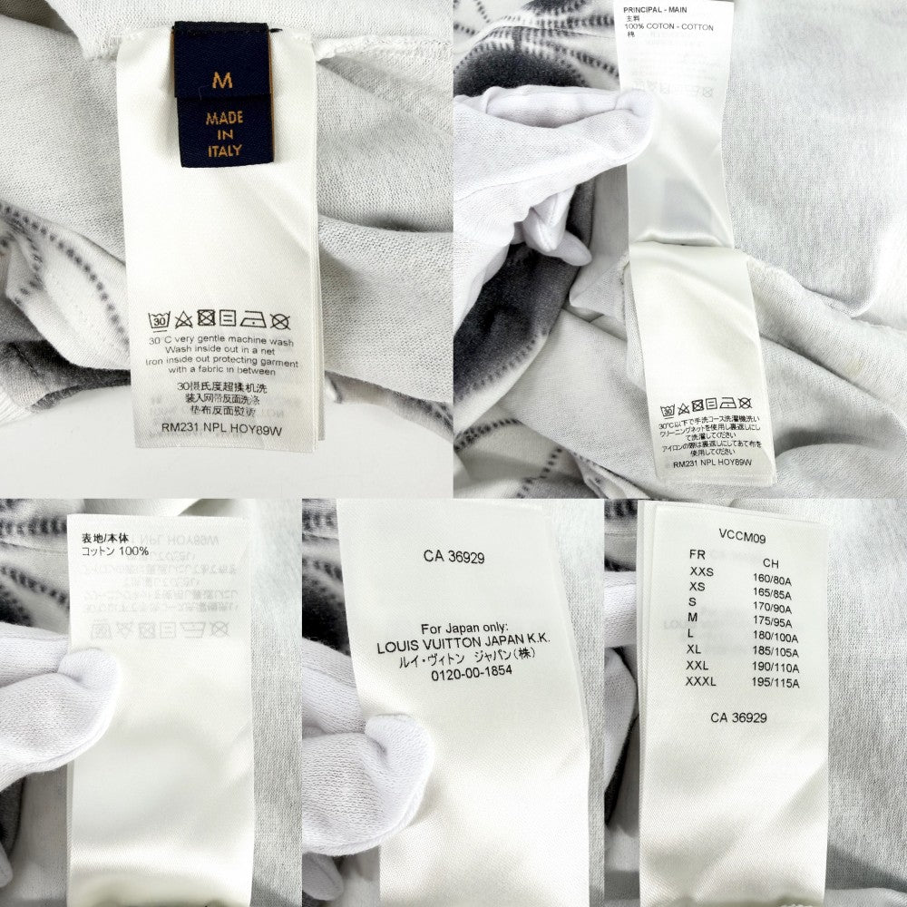 LOUIS VUITTON ルイヴィトン 半袖Ｔシャツ モノグラム シボリ プリンテッド トップス 服 アパレル M ホワイト 白 グレー 春 夏 コットン メンズ【中古品】