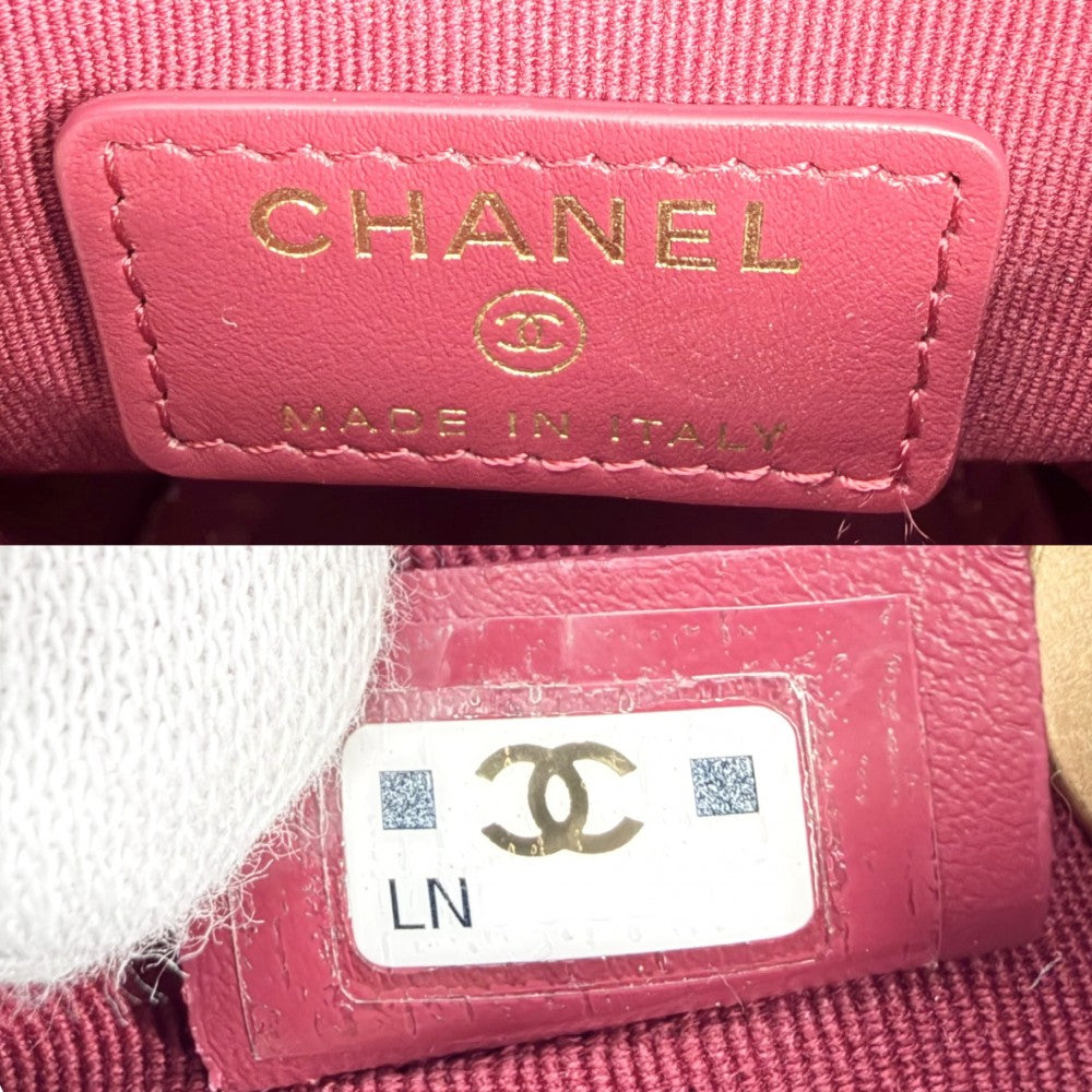 CHANEL シャネル ショルダーバッグ マトラッセ ココマーク ミニバッグ 巾着 キャビアスキン ブラック 黒 ゴールド金具 レディース【中古品】