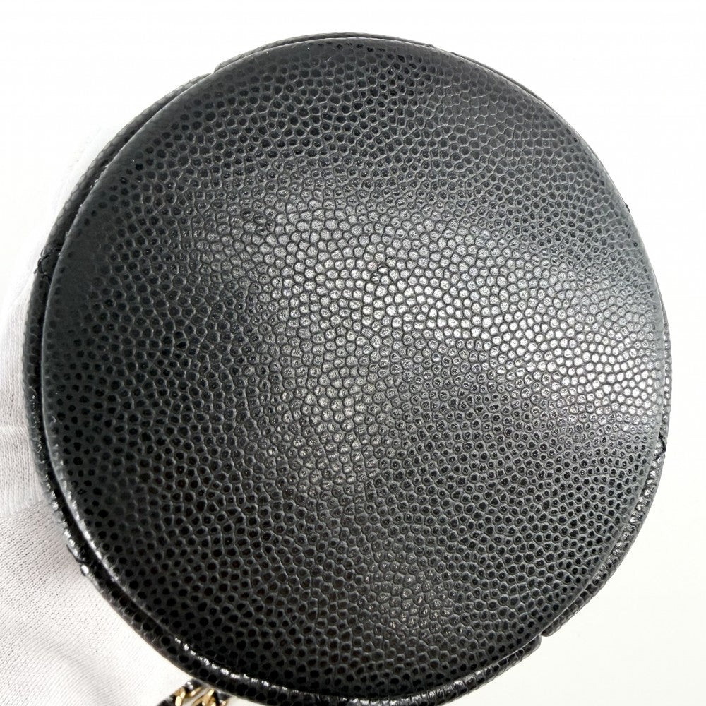CHANEL シャネル ショルダーバッグ マトラッセ ココマーク ミニバッグ 巾着 キャビアスキン ブラック 黒 ゴールド金具 レディース【中古品】