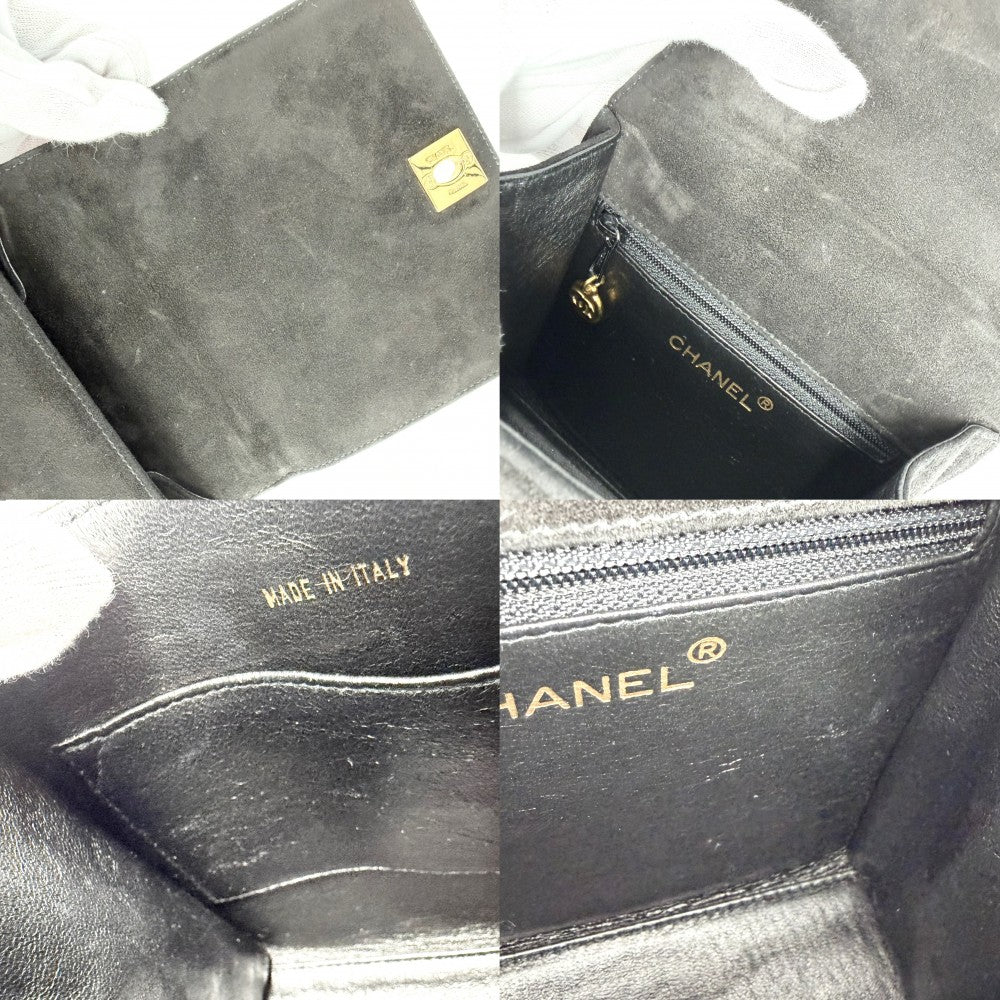 CHANEL シャネル ハンドバッグ ココマーク ミニバッグ スエード ヴィンテージ ベロア ブラック 黒 ゴールド金具 レディース【中古品】