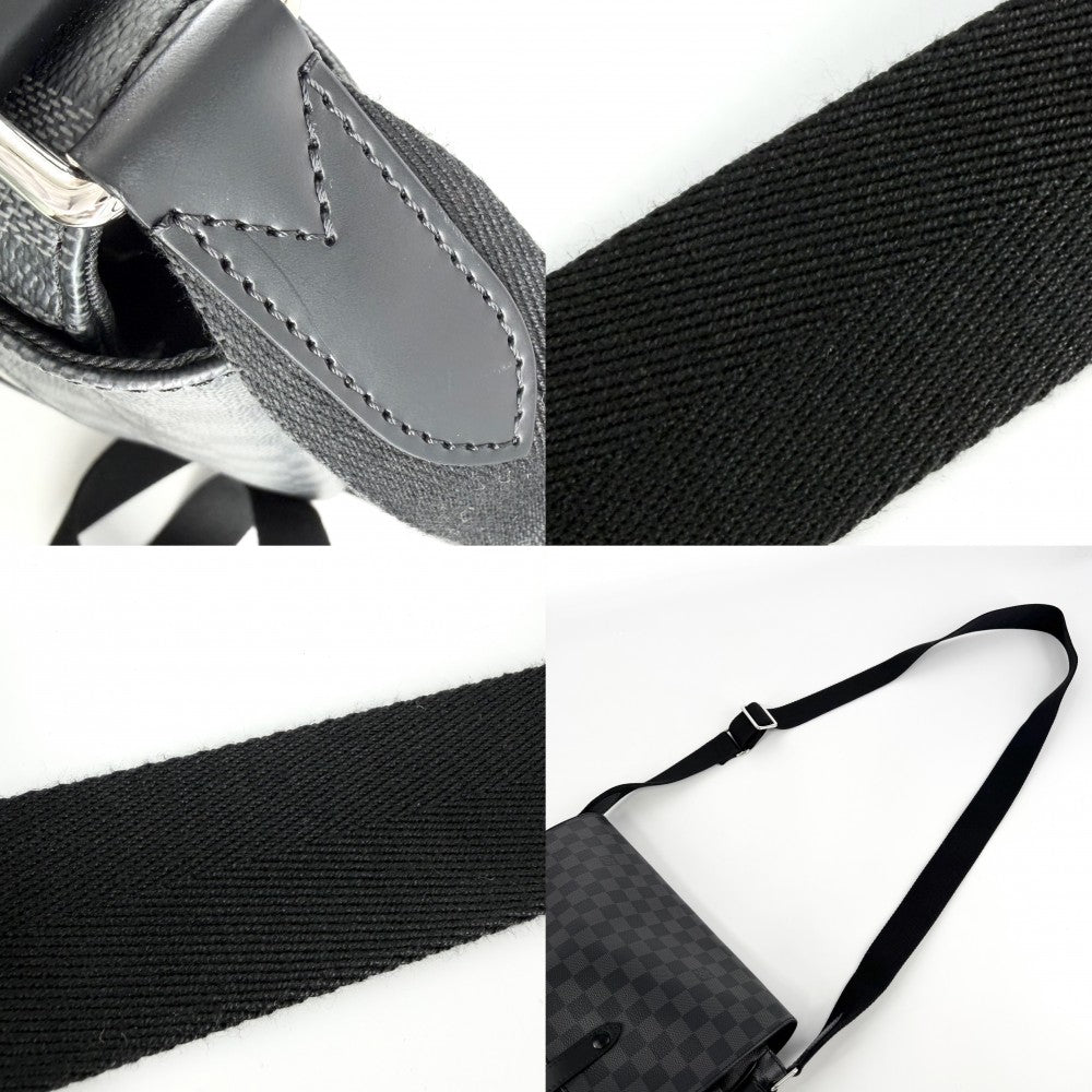 LOUIS VUITTON ルイヴィトン メッセンジャーバッグ クリストファー メッセンジャー ショルダーバッグ N41500 ダミエグラフィットキャンバス ブラック 黒 シルバー金具 メンズ【中古品】