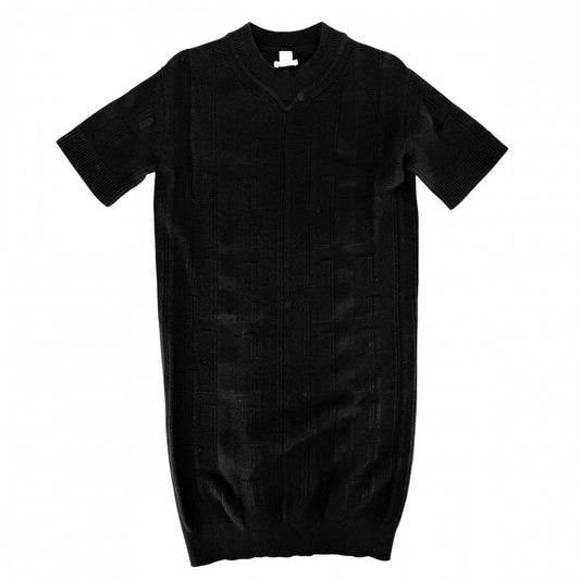 HERMES エルメス ワンピース Hロゴ ニット 半袖 アパレル 服 34 ブラック 黒 春 夏 ウール レディース【中古品】