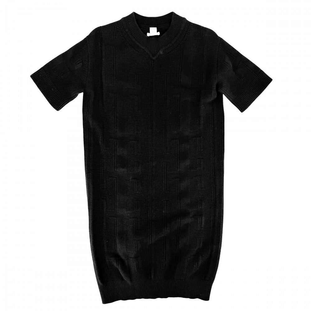 HERMES エルメス ワンピース Hロゴ ニット 半袖 アパレル 服 34 ブラック 黒 春 夏 ウール レディース【中古品】