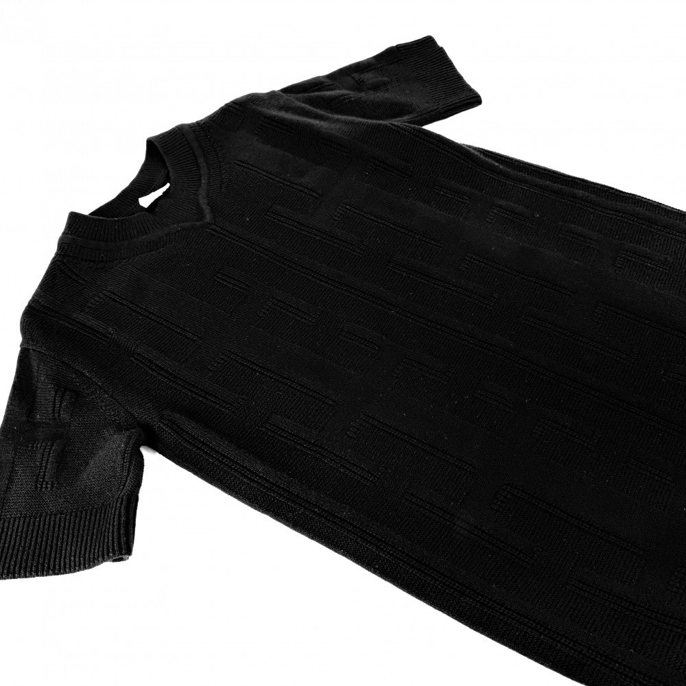HERMES エルメス ワンピース Hロゴ ニット 半袖 アパレル 服 34 ブラック 黒 春 夏 ウール レディース【中古品】