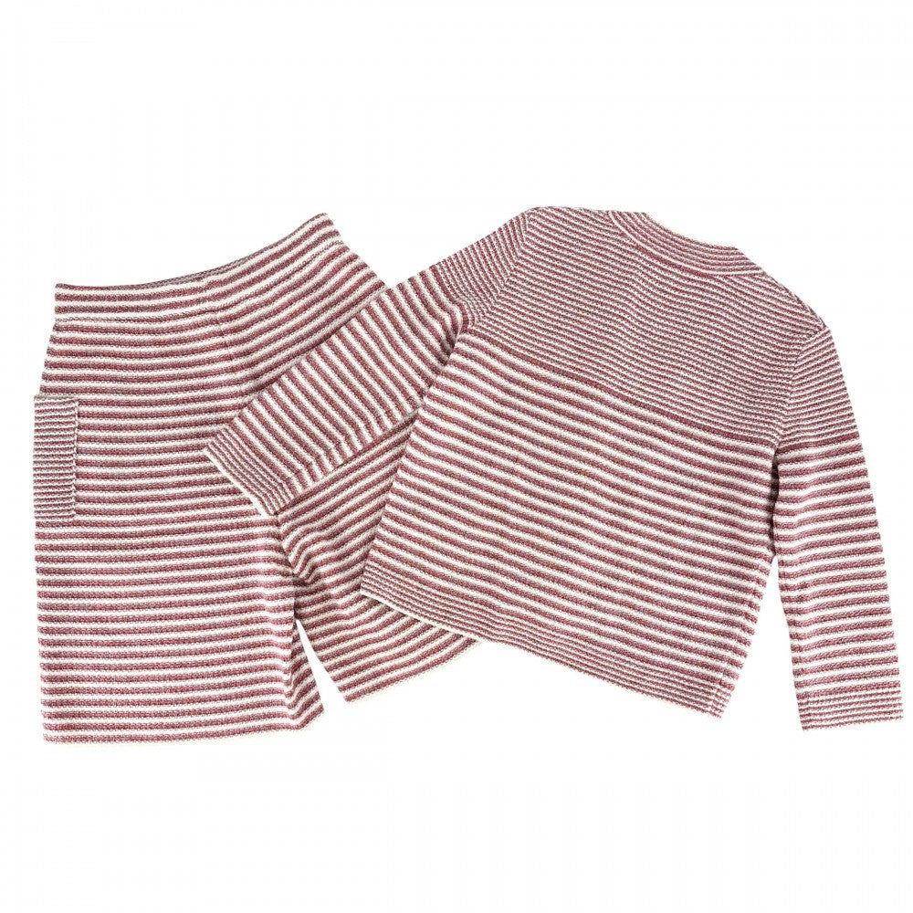 CHANEL シャネル セットアップ サマーニット ボーダー カーディガン ハーフパンツ アパレル 服 36 レッド 赤 ホワイト 白 春 秋 ペーパー コットン シルク レディース【中古品】