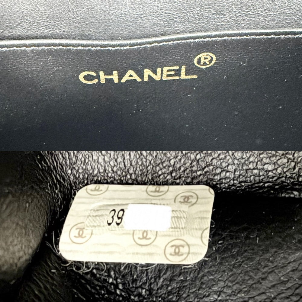 CHANEL シャネル ショルダーバッグ デカマトラッセ ココマーク ダブルチェーン ターンロック ラムスキン ブラック 黒 ゴールド金具 レディース【中古品】