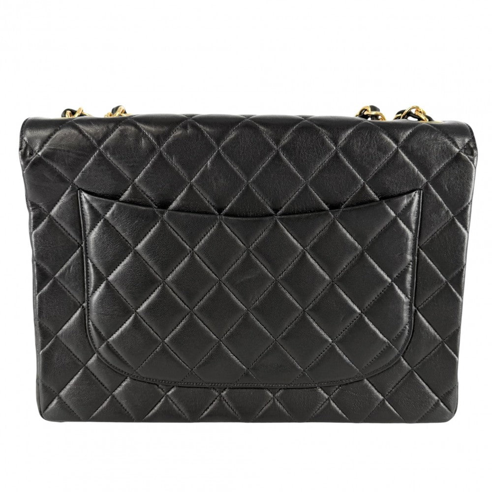 CHANEL シャネル ショルダーバッグ デカマトラッセ ココマーク ダブルチェーン ターンロック ラムスキン ブラック 黒 ゴールド金具 レディース【中古品】