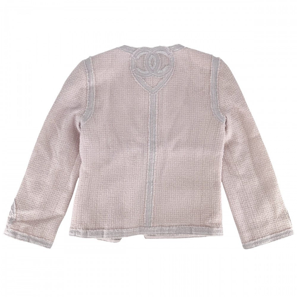 CHANEL シャネル セットアップ ツイード ノーカラージャケット スカート ココマーク アパレル 服 38 ピンク 春 秋 ウール ナイロン レディース 2009年【中古品】