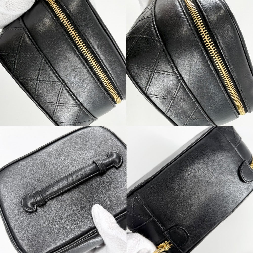 CHANEL シャネル ポーチ 化粧ポーチ メイクポーチ ビコローレ バニティバッグ A01618 レザー ブラック 黒 ゴールド金具 レディース【中古品】