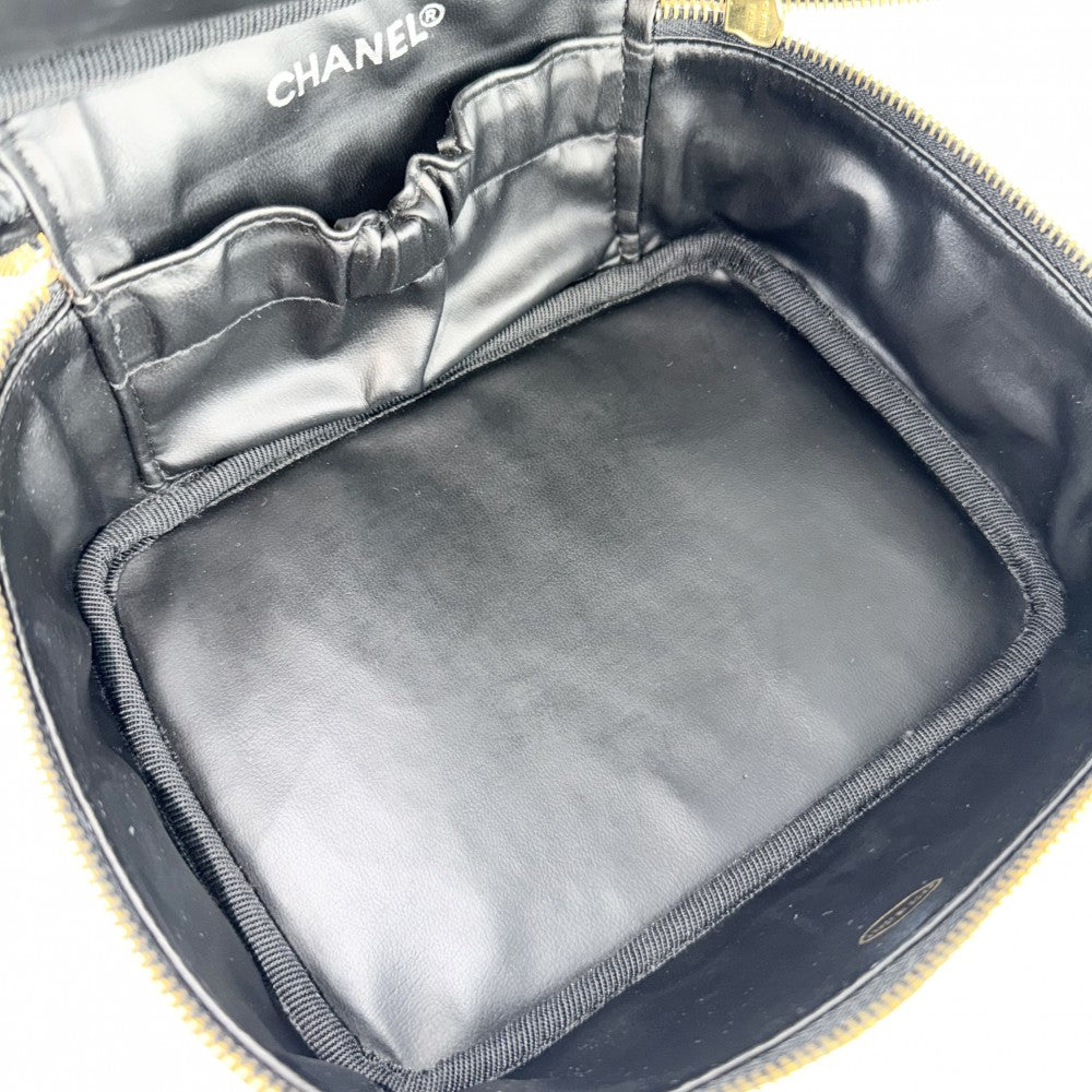CHANEL シャネル ポーチ 化粧ポーチ メイクポーチ ビコローレ バニティバッグ A01618 レザー ブラック 黒 ゴールド金具 レディース【中古品】