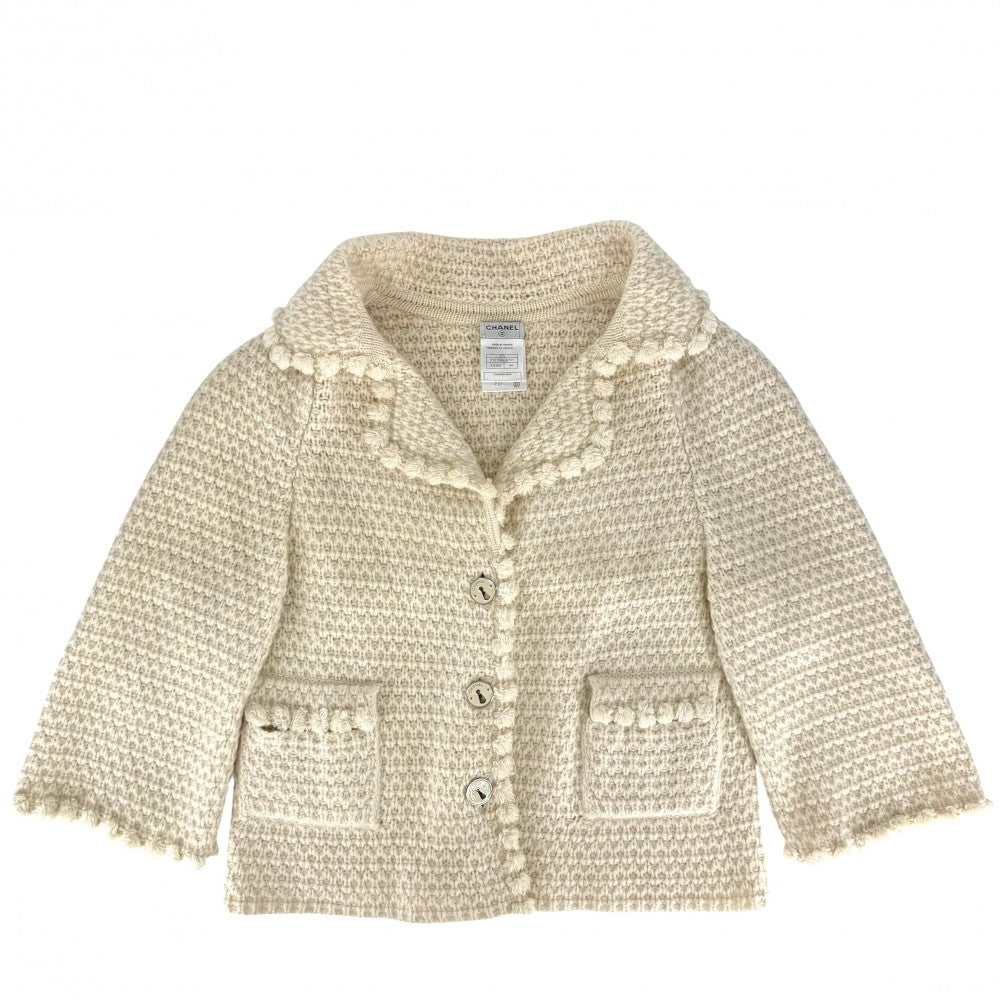 CHANEL シャネル アウター ニットジャケット アパレル 服 40 ベージュ シルバー金具 春 秋 カシミヤ モヘア レディース 2007年【中古品】