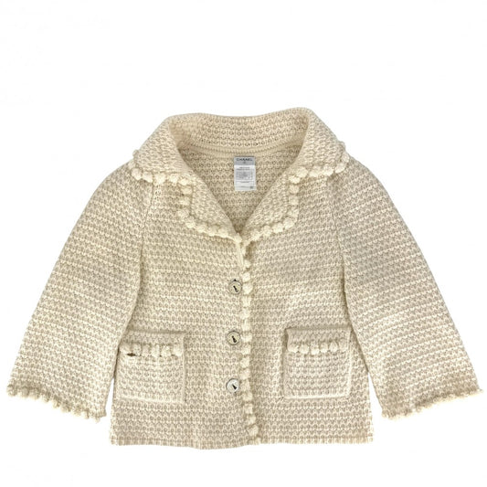 CHANEL シャネル アウター ニットジャケット アパレル 服 40 ベージュ シルバー金具 春 秋 カシミヤ モヘア レディース 2007年【中古品】