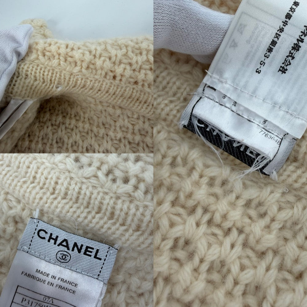 CHANEL シャネル アウター ニットジャケット アパレル 服 40 ベージュ シルバー金具 春 秋 カシミヤ モヘア レディース 2007年【中古品】