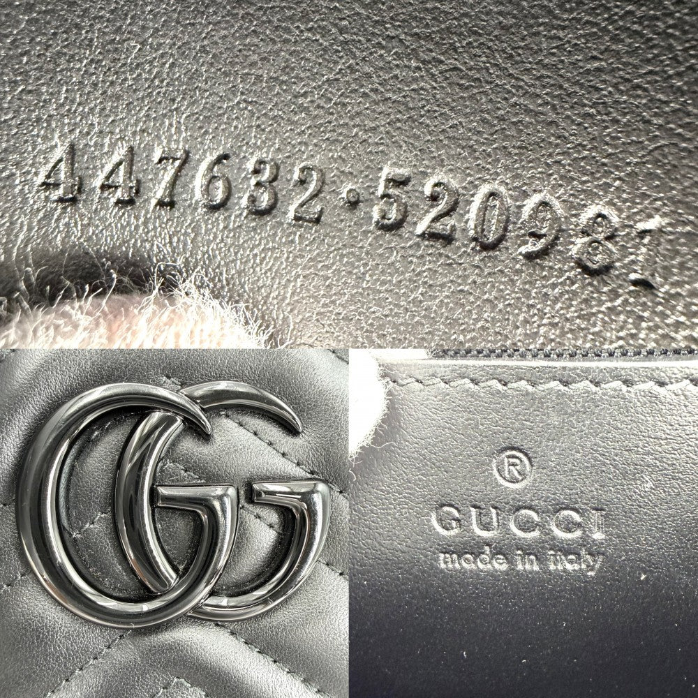 GUCCI グッチ ショルダーバッグ GGマーモント スモール カメラバッグ キルティング 447632 レザー ブラック 黒 ブラック金具 レディース【中古品】
