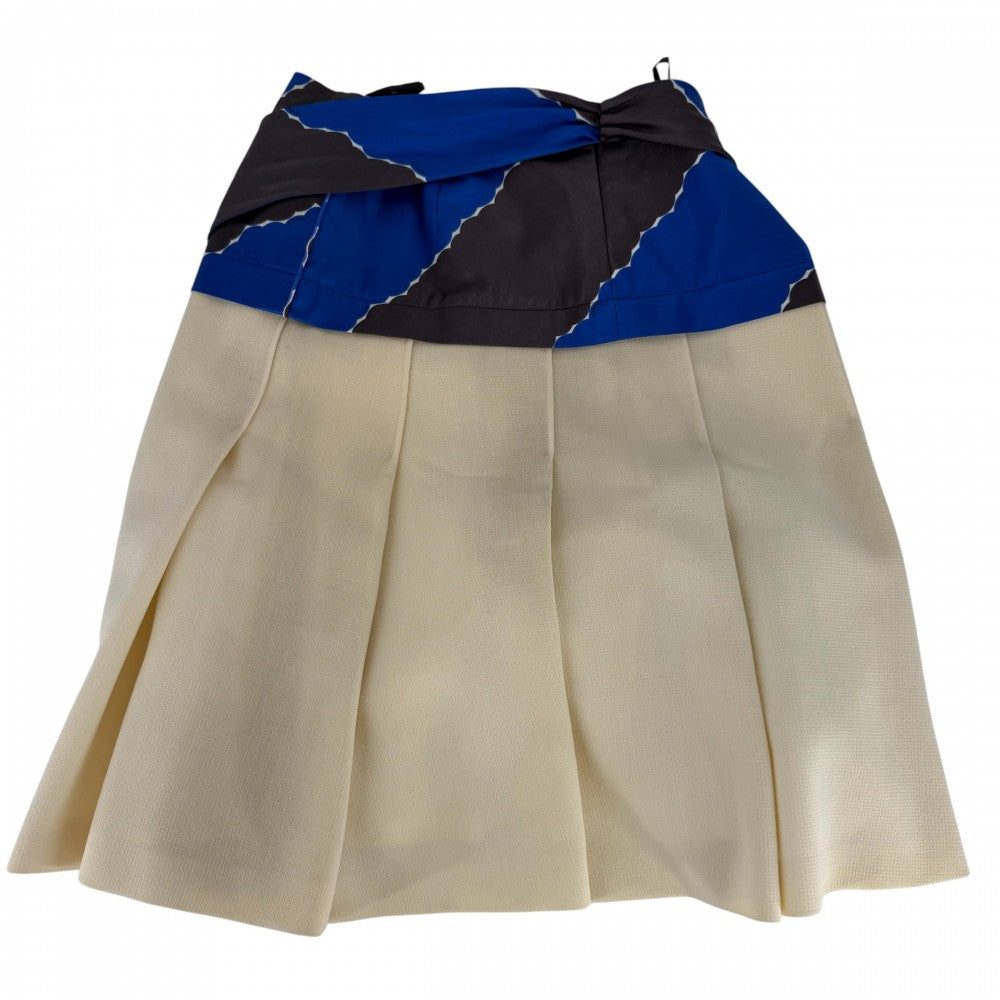 CHANEL シャネル スカート シルクプリーツスカート アパレル 服 34 アイボリー ブルー 青 シルバー金具 春 秋 ウール レディース 2005年【中古品】