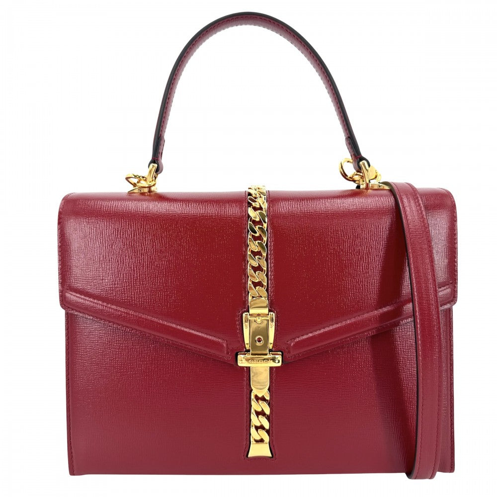 GUCCI グッチ 2WAY シルヴィ ハンドバッグ ショルダーバッグ 602781 レザー レッド 赤 ゴールド金具 レディース【中古品】