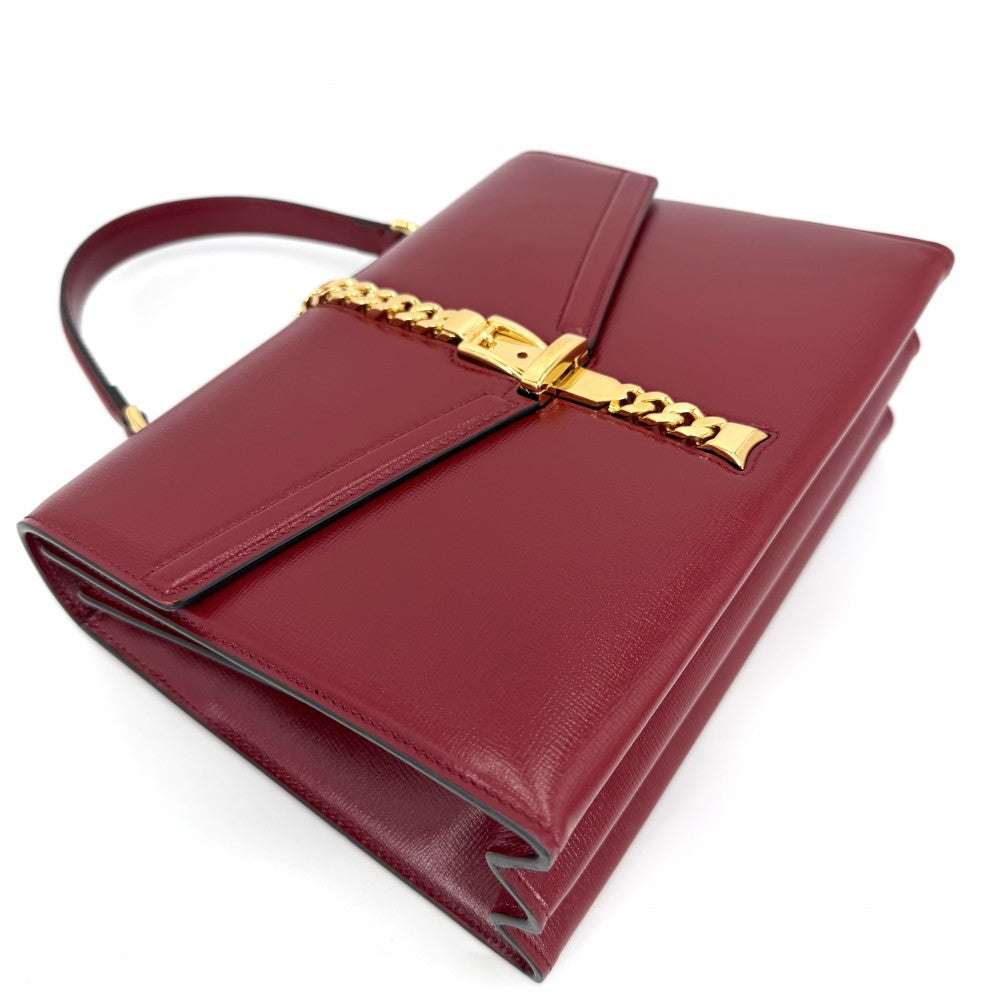 GUCCI グッチ 2WAY シルヴィ ハンドバッグ ショルダーバッグ 602781 レザー レッド 赤 ゴールド金具 レディース【中古品】