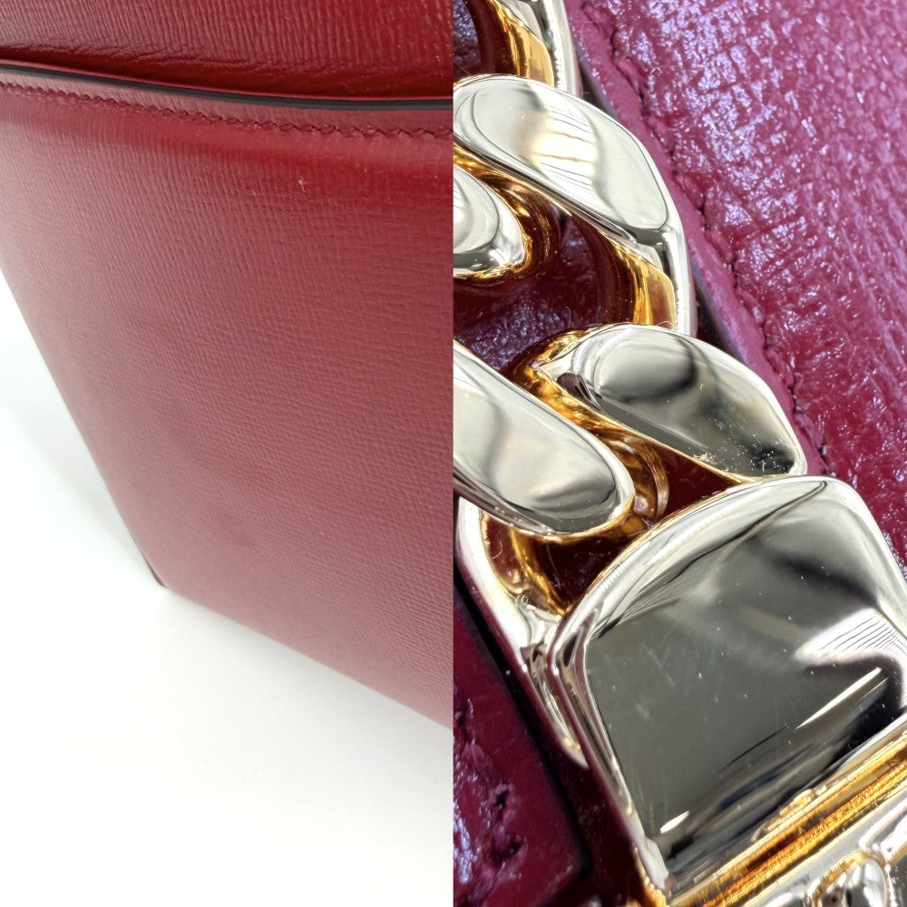 GUCCI グッチ 2WAY シルヴィ ハンドバッグ ショルダーバッグ 602781 レザー レッド 赤 ゴールド金具 レディース【中古品】