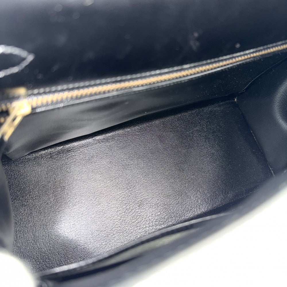 HERMES エルメス 2WAY ケリー28 外縫い ハンドバッグ ショルダーバッグ V刻印 レザー ブラック 黒 ゴールド金具 レディース 1966年【中古品】