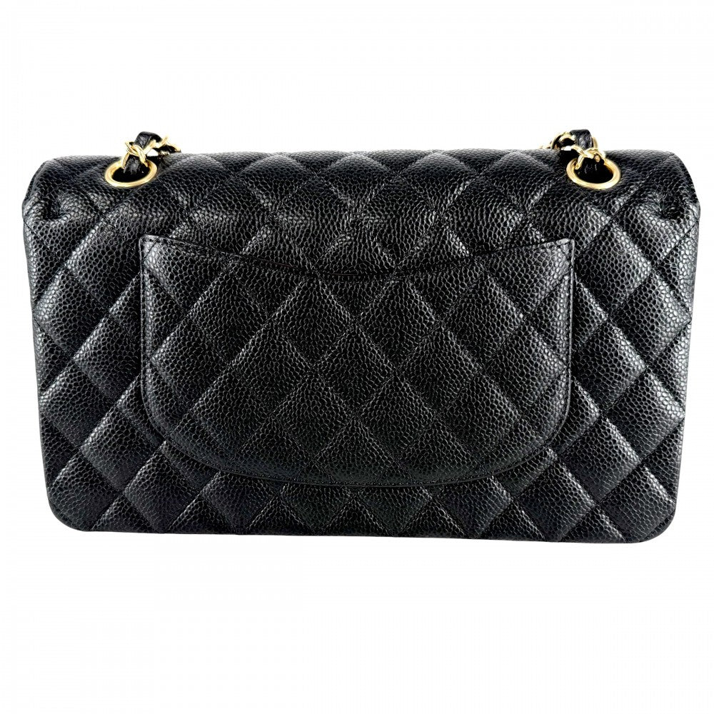 CHANEL シャネル ショルダーバッグ マトラッセ25 ダブルチェーン ココマーク ダブルフラップ キャビアスキン ブラック 黒 ゴールド金具 レディース【中古品】