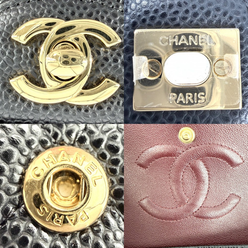 CHANEL シャネル ショルダーバッグ マトラッセ25 ダブルチェーン ココマーク ダブルフラップ キャビアスキン ブラック 黒 ゴールド金具 レディース【中古品】