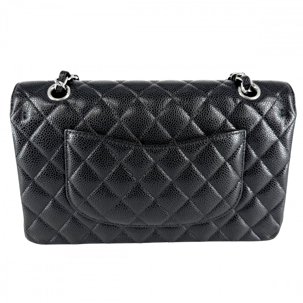 CHANEL シャネル ショルダーバッグ マトラッセ25 ダブルチェーン ココマーク ダブルフラップ キャビアスキン ブラック 黒 シルバー金具 レディース【中古品】