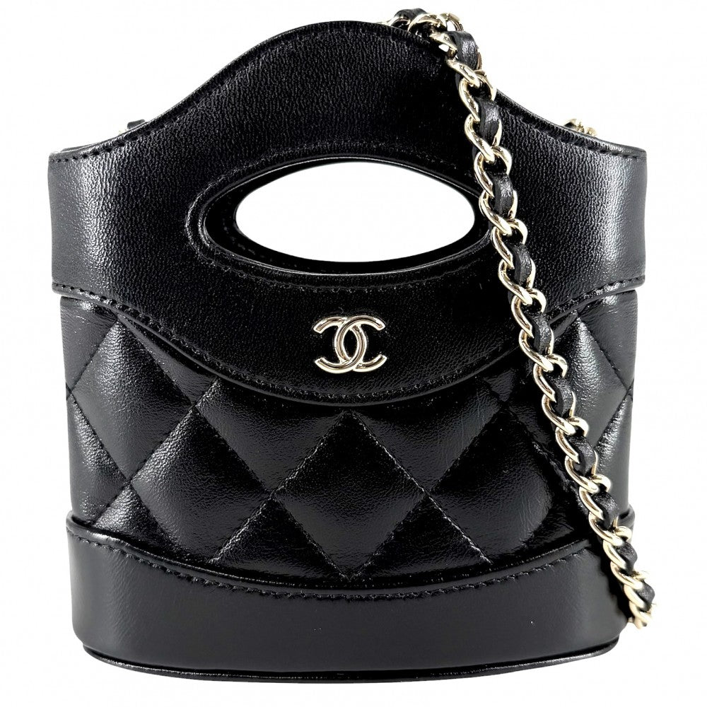 CHANEL シャネル ショルダーバッグ マトラッセ ココマーク ミニハンドバッグ 2WAY レザー ブラック 黒 ゴールド金具 レディース【中古品】
