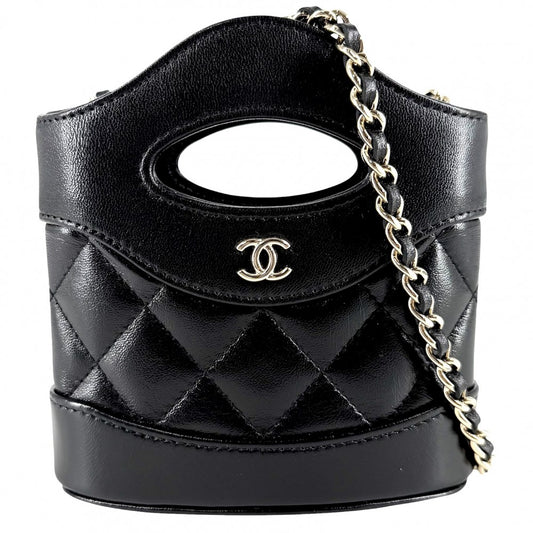 CHANEL シャネル ショルダーバッグ マトラッセ ココマーク ミニハンドバッグ 2WAY レザー ブラック 黒 ゴールド金具 レディース【中古品】