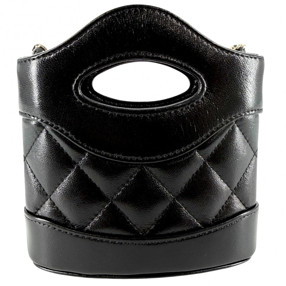 CHANEL シャネル ショルダーバッグ マトラッセ ココマーク ミニハンドバッグ 2WAY レザー ブラック 黒 ゴールド金具 レディース【中古品】