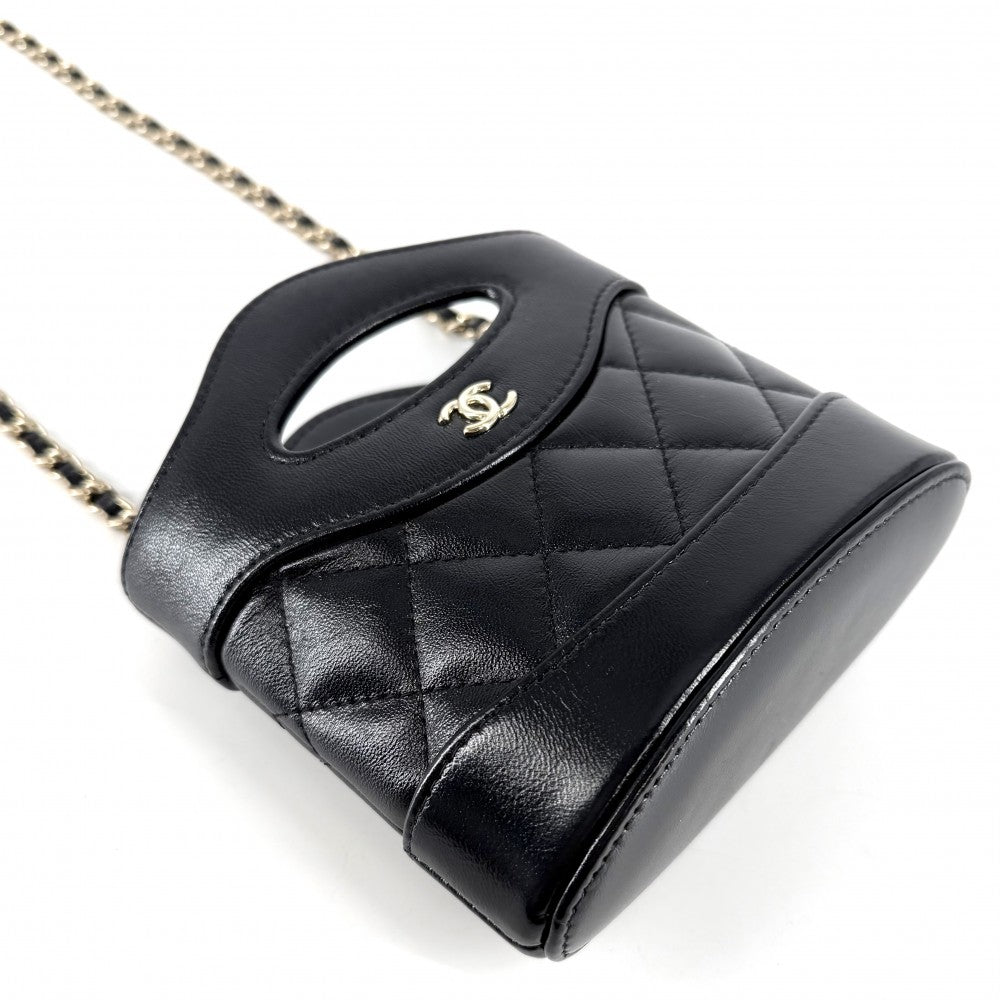 CHANEL シャネル ショルダーバッグ マトラッセ ココマーク ミニハンドバッグ 2WAY レザー ブラック 黒 ゴールド金具 レディース【中古品】