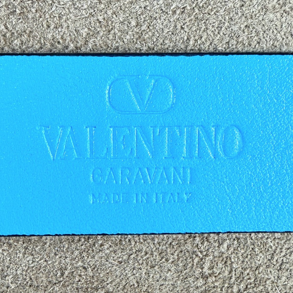 Valentino Garavani ヴァレンティノ・ガラヴァーニ トートバッグ Vロゴロッカー レザー ブルー 青 シルバー金具 レディース【中古品】