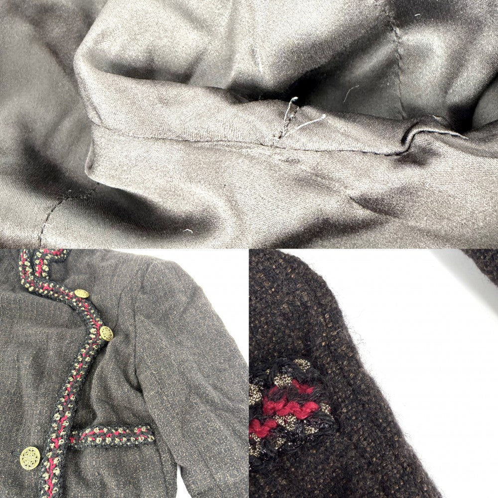 CHANEL シャネル ワンピース ツイード スタンドカラー アパレル 服 長袖 36 ブラウン 茶 ゴールド金具 秋 冬 レディース【中古品】