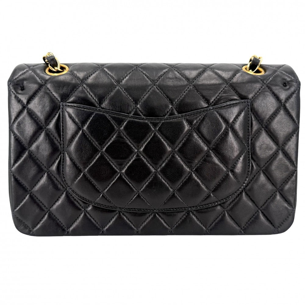 CHANEL シャネル ショルダーバッグ マトラッセ25 ダブルチェーン ダブルフラップ ココマーク ターンロック ラムスキン ブラック 黒 ゴールド金具 レディース【中古品】