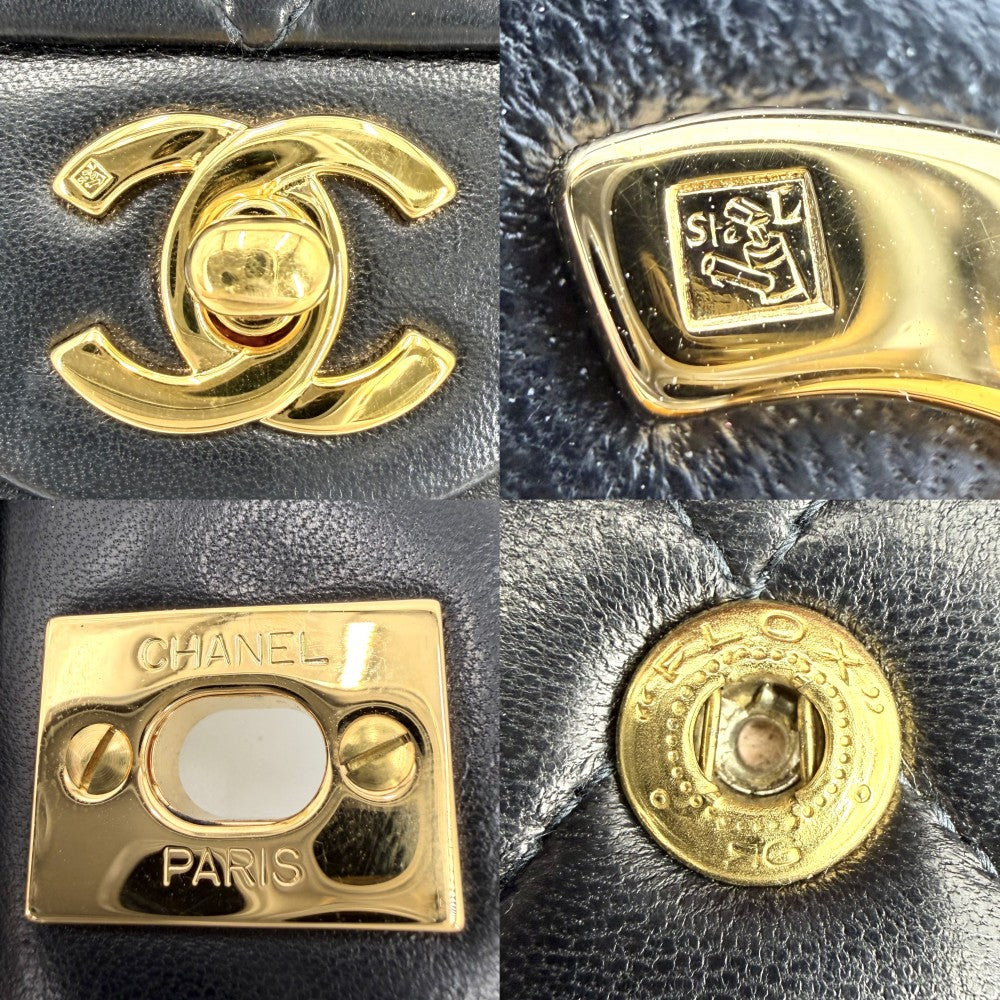 CHANEL シャネル ショルダーバッグ マトラッセ25 ダブルチェーン ダブルフラップ ココマーク ターンロック ラムスキン ブラック 黒 ゴールド金具 レディース【中古品】