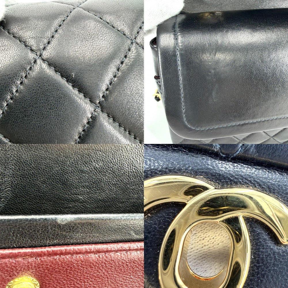 CHANEL シャネル ショルダーバッグ マトラッセ25 ダブルチェーン ダブルフラップ ココマーク ターンロック ラムスキン ブラック 黒 ゴールド金具 レディース【中古品】