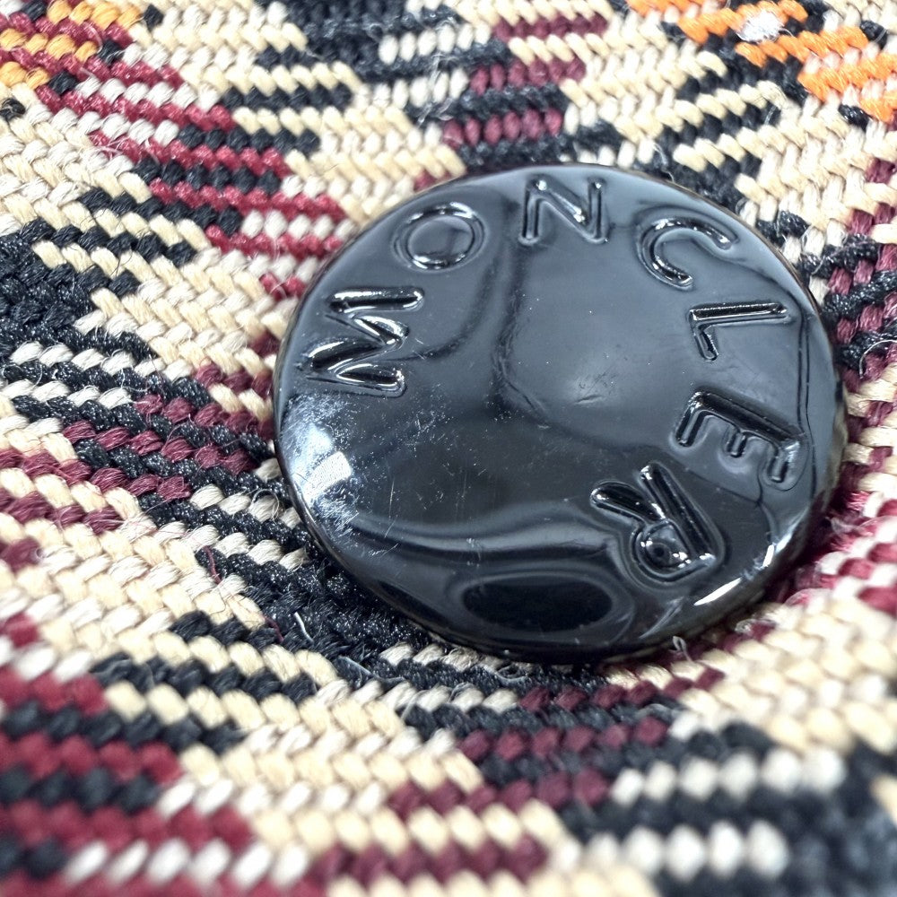 MONCLER モンクレール ダウンジャケット アウター チェック 2サイズ フード付き ブラウン系 シルバー金具 冬 ポリエステル 羊毛 レディース【中古品】