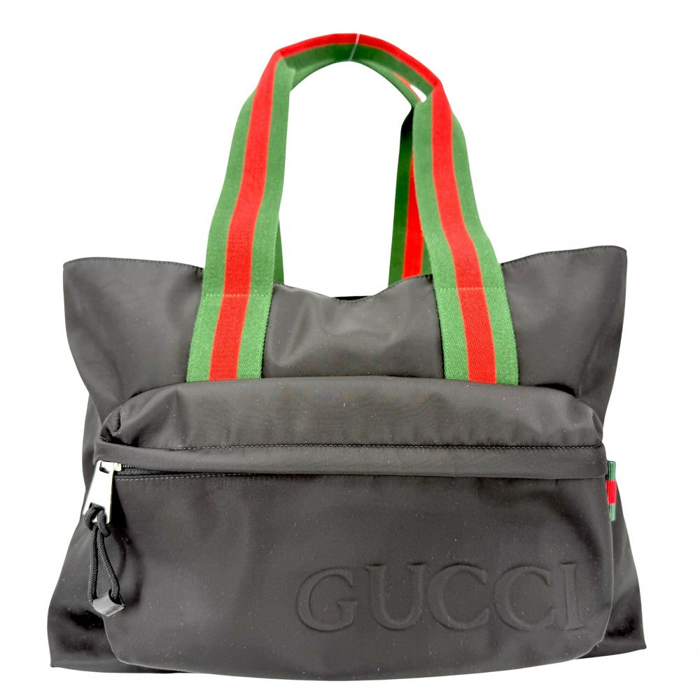 GUCCI グッチ トートバッグ シェリーライン ハンドバッグ 802172 ナイロン ブラック 黒 シルバー金具 メンズ【中古品】
