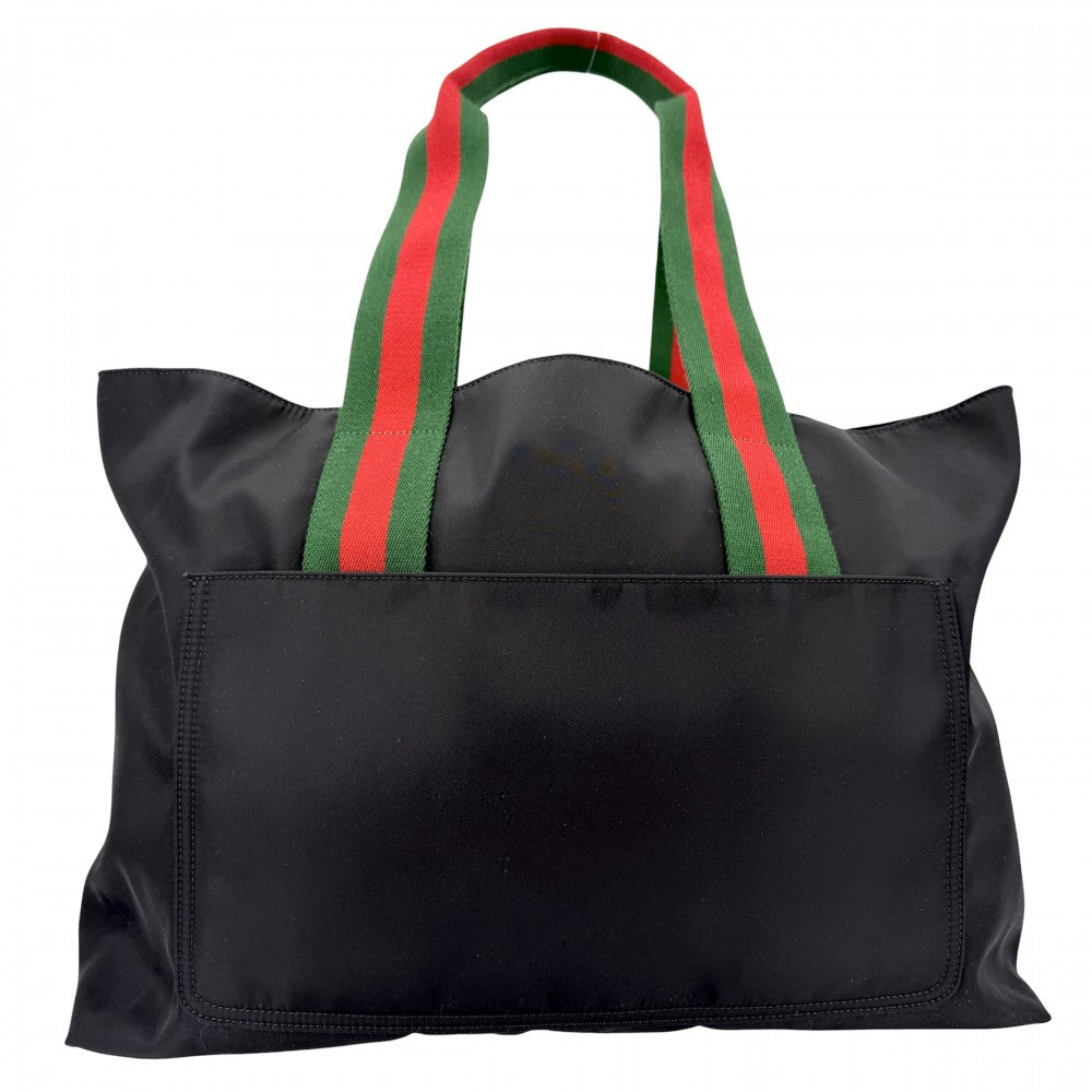 GUCCI グッチ トートバッグ シェリーライン ハンドバッグ 802172 ナイロン ブラック 黒 シルバー金具 メンズ【中古品】