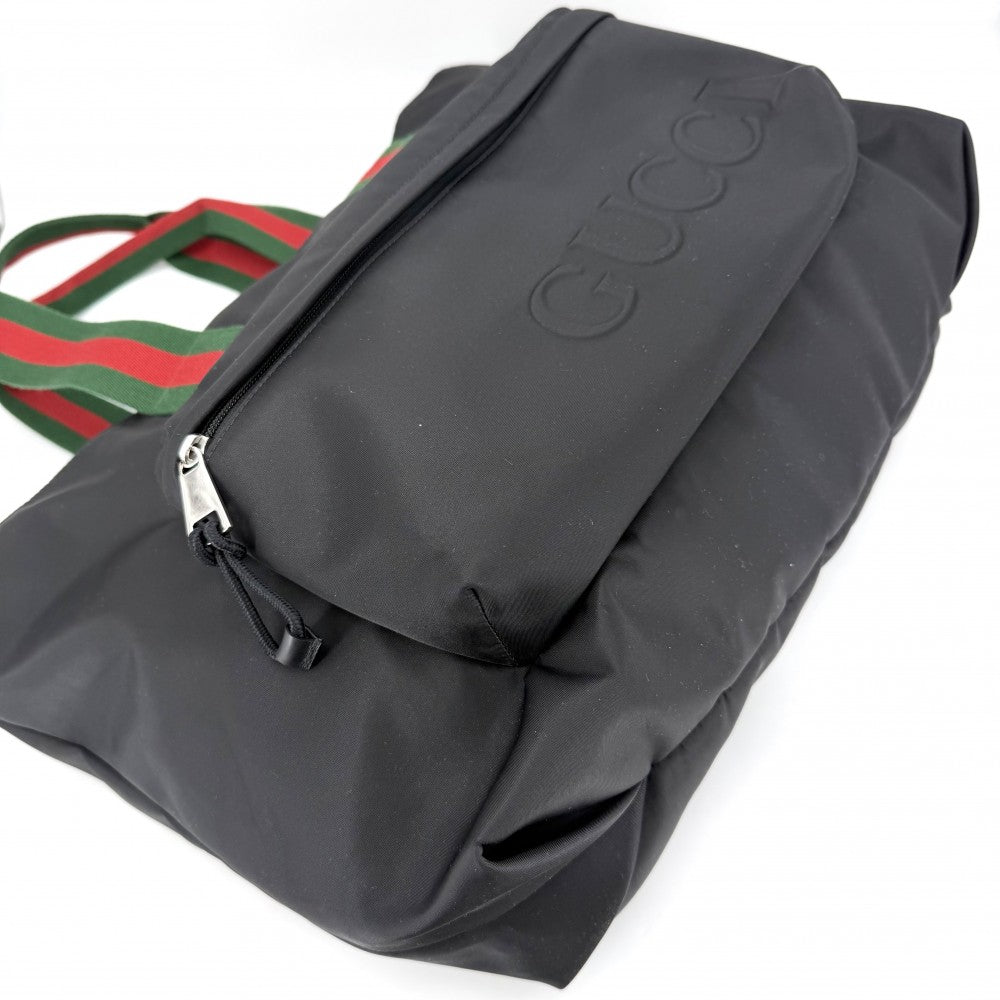 GUCCI グッチ トートバッグ シェリーライン ハンドバッグ 802172 ナイロン ブラック 黒 シルバー金具 メンズ【中古品】